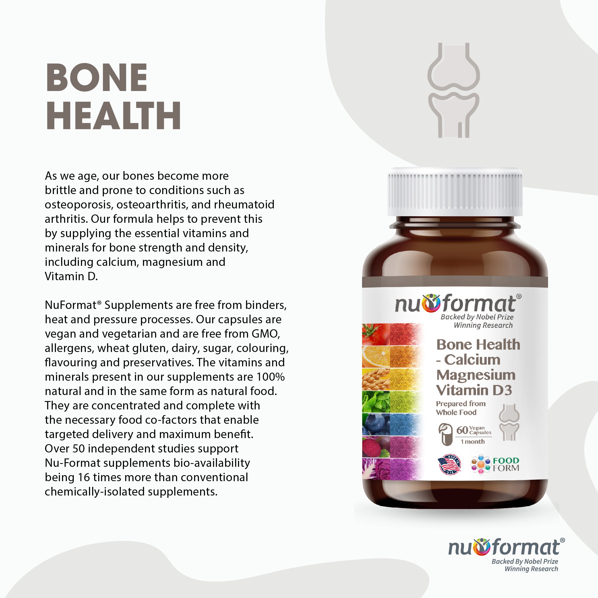 Nu-Format Bone Health - Calcium Magnesium Vitamin D3 (60 capsules)