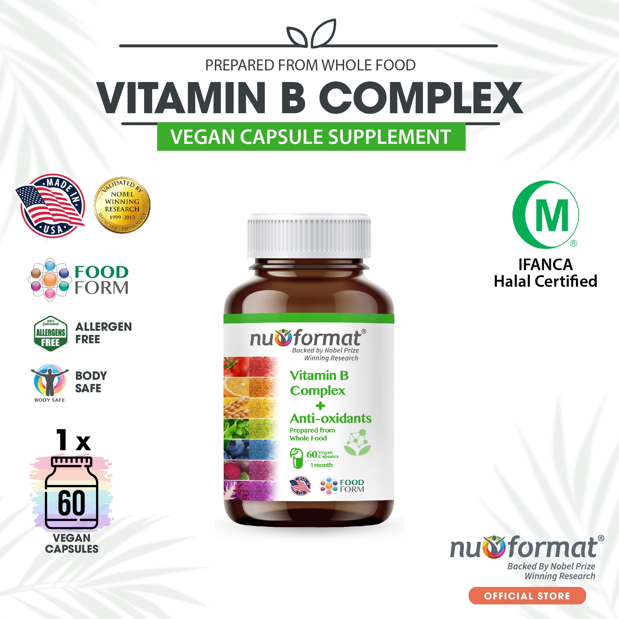 Nu-Format Vitamin B Complex + Anti-oxidants (60 capsules)