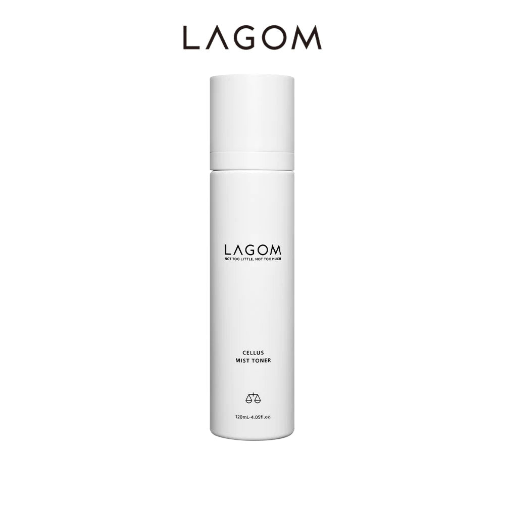 White bottle of LAGOM Cellus Mist Toner on a white background